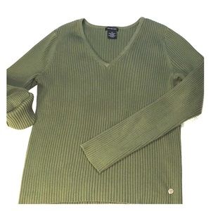 Calvin Klein Jean Ribbed Green Long Sleeve Shirt